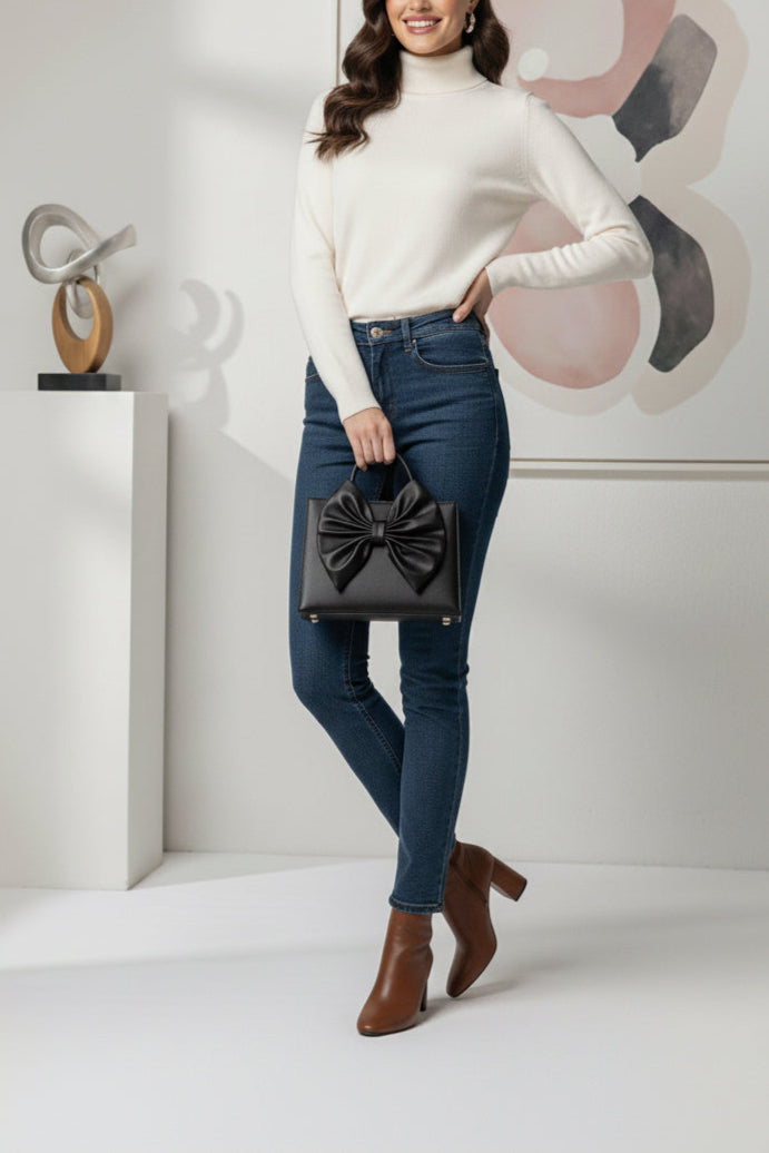 Fineur HandBag Gloss Bow Black
