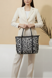 Fineur Strap  Canvas Tote Bag Black Floral