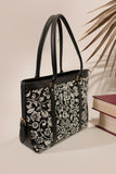 Fineur Strap  Canvas Tote Bags Black Floral