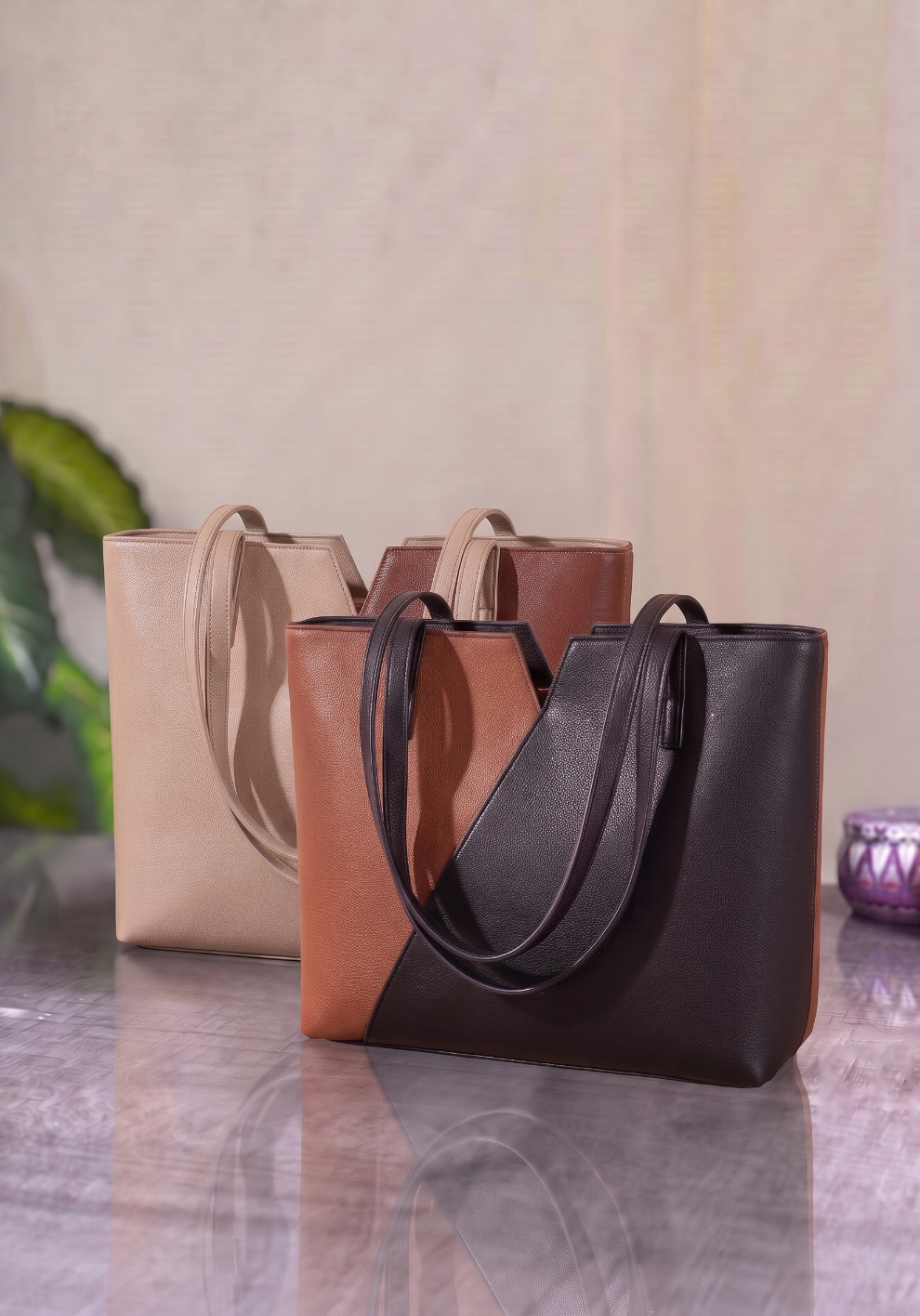 Fineur Tote Notch - Beige and Brown