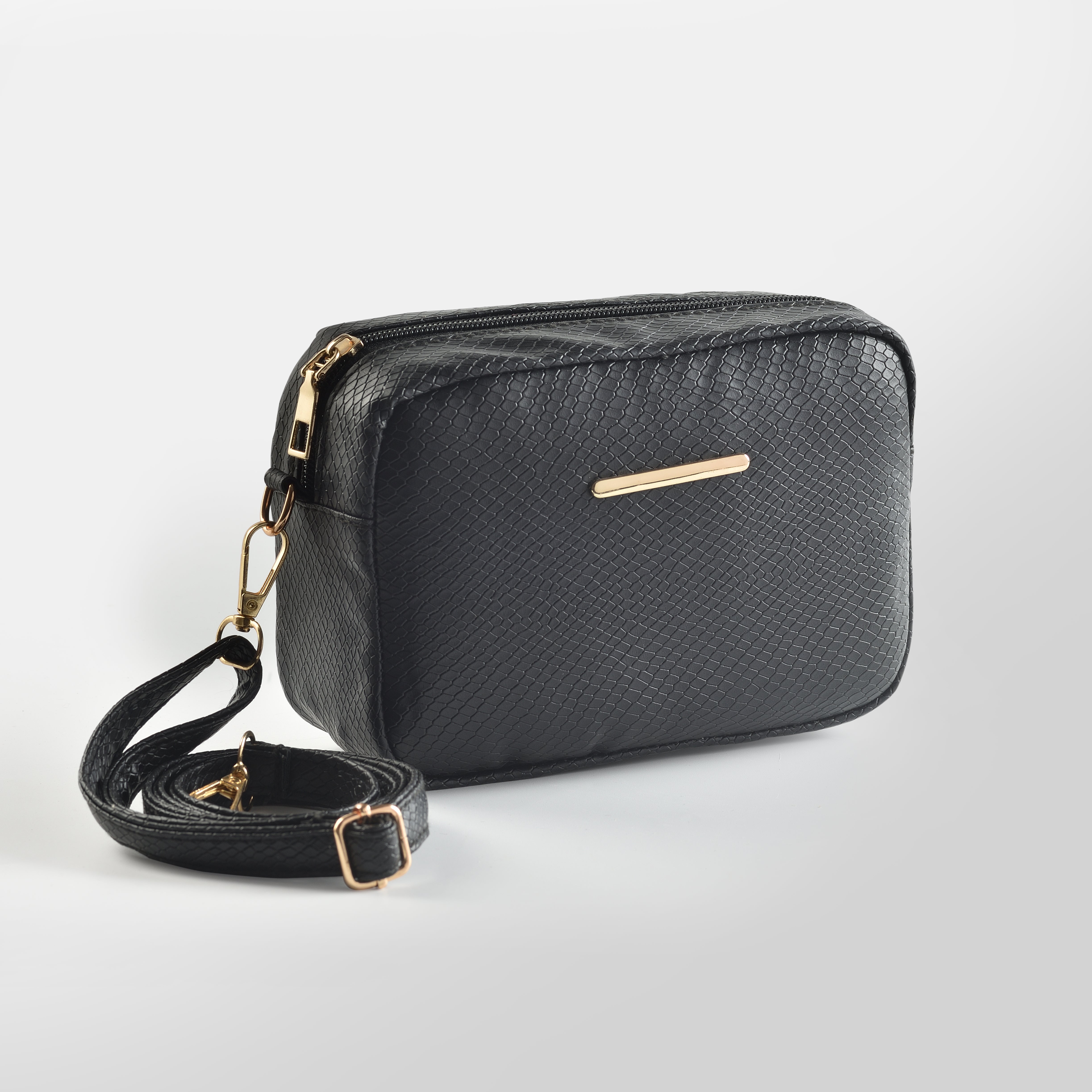 Fineur - Mini Snakeskin Square Bag - Black