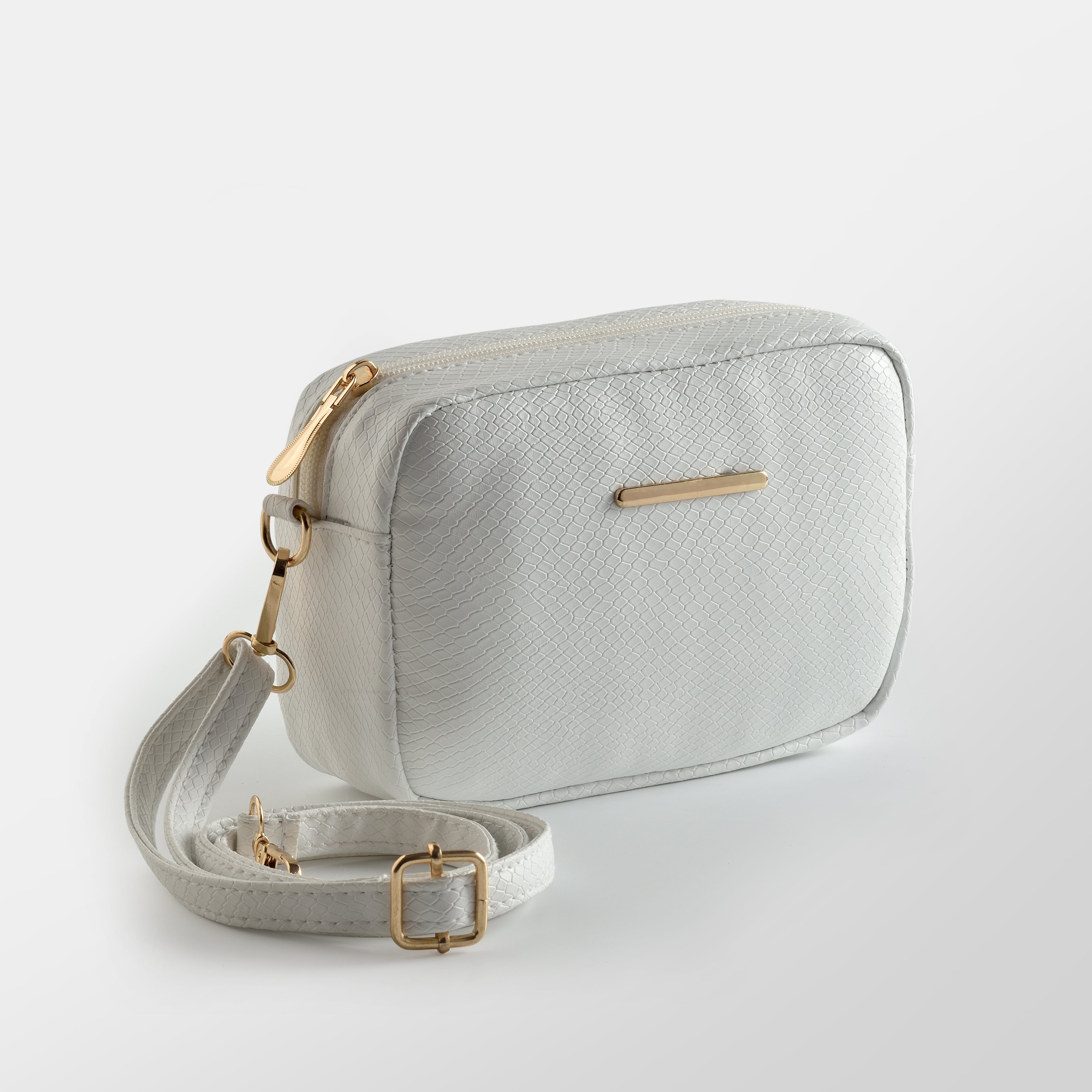 Fineur - Mini Snakeskin Square Bag - White