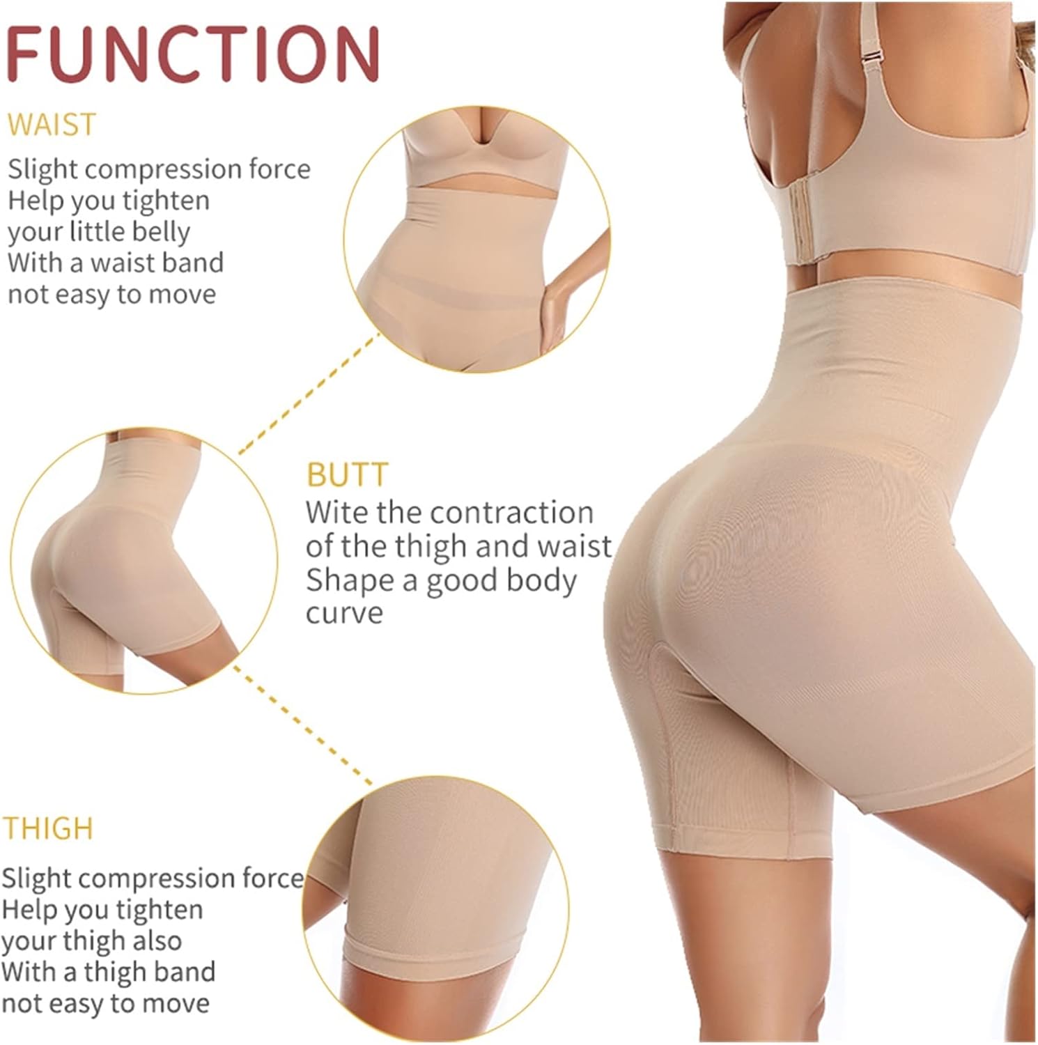 Florea - Silicone Body Shaper Thigh Shaper - Beige