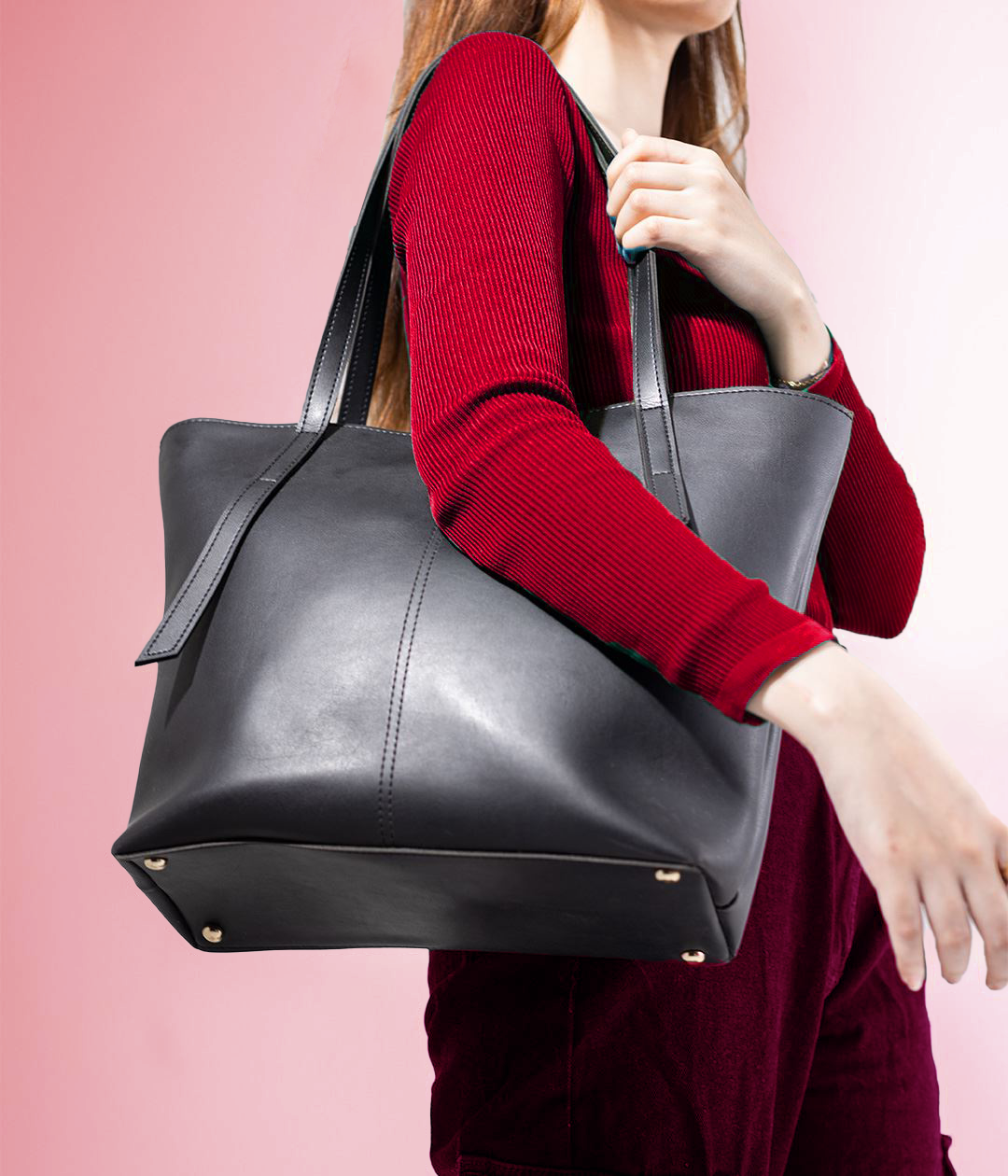 Minimalist Shoulder Tote Bag Black