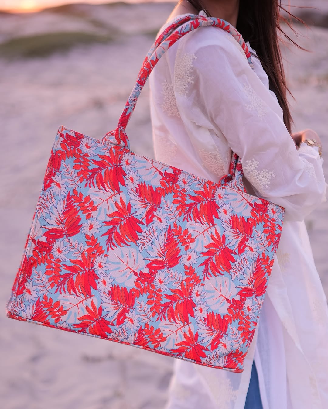 Fineur Canvas Tote Bags Orange Leaf
