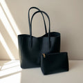 Fineur Everyday Black Tote Bag for Women - Premium PU Leather University Bag Pakistan
