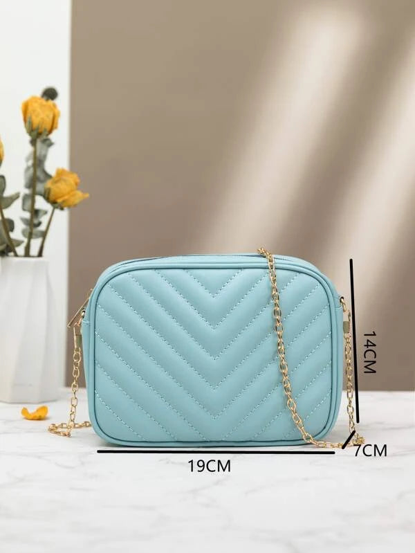 Fineur - Chevron Charm Crossbody Bag ~ Sky Blue