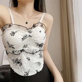 Florea -  Floral Asymmetrical Camisole Top - White