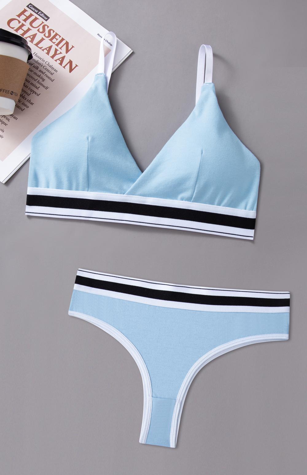 Florea - Seamless Sports Bra and Thong Set Free Size - Blue