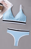 Florea - Seamless Sports Bra and Thong Set Free Size - Blue