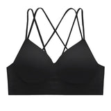 Florea -  Back Cross Straps Bra Set  -  Black