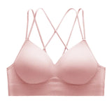 Florea -  Back Cross Straps Bra Set  -  Pink