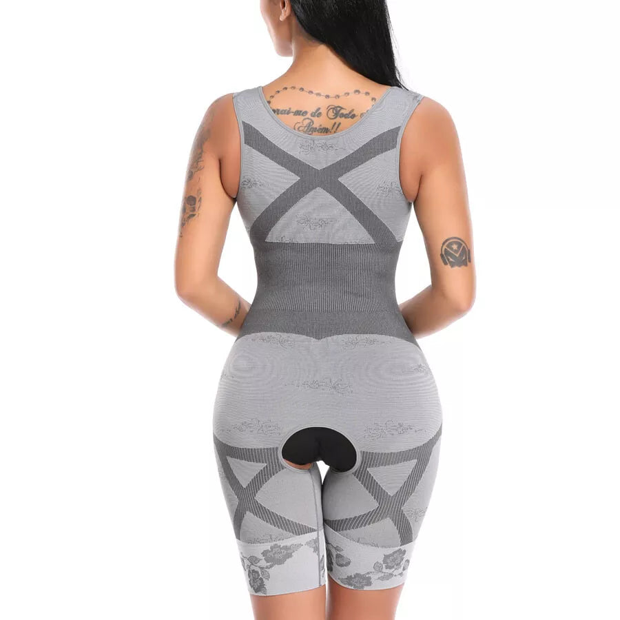 Florea - Slim Silhouette body shaper Neck Tank Tops Jumpsuits  - Grey