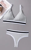 Florea - Seamless Sports Bra and Thong Set Free Size - Grey