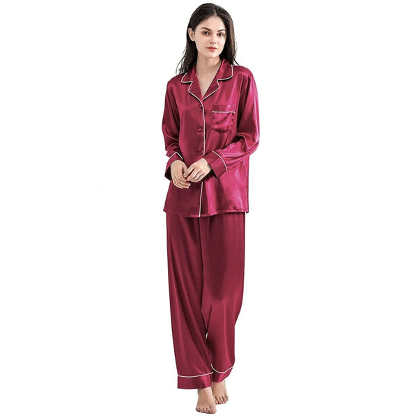 Buy Navy Blue Silk PJ Set Online In Pakistan | Nightwear In Fineur