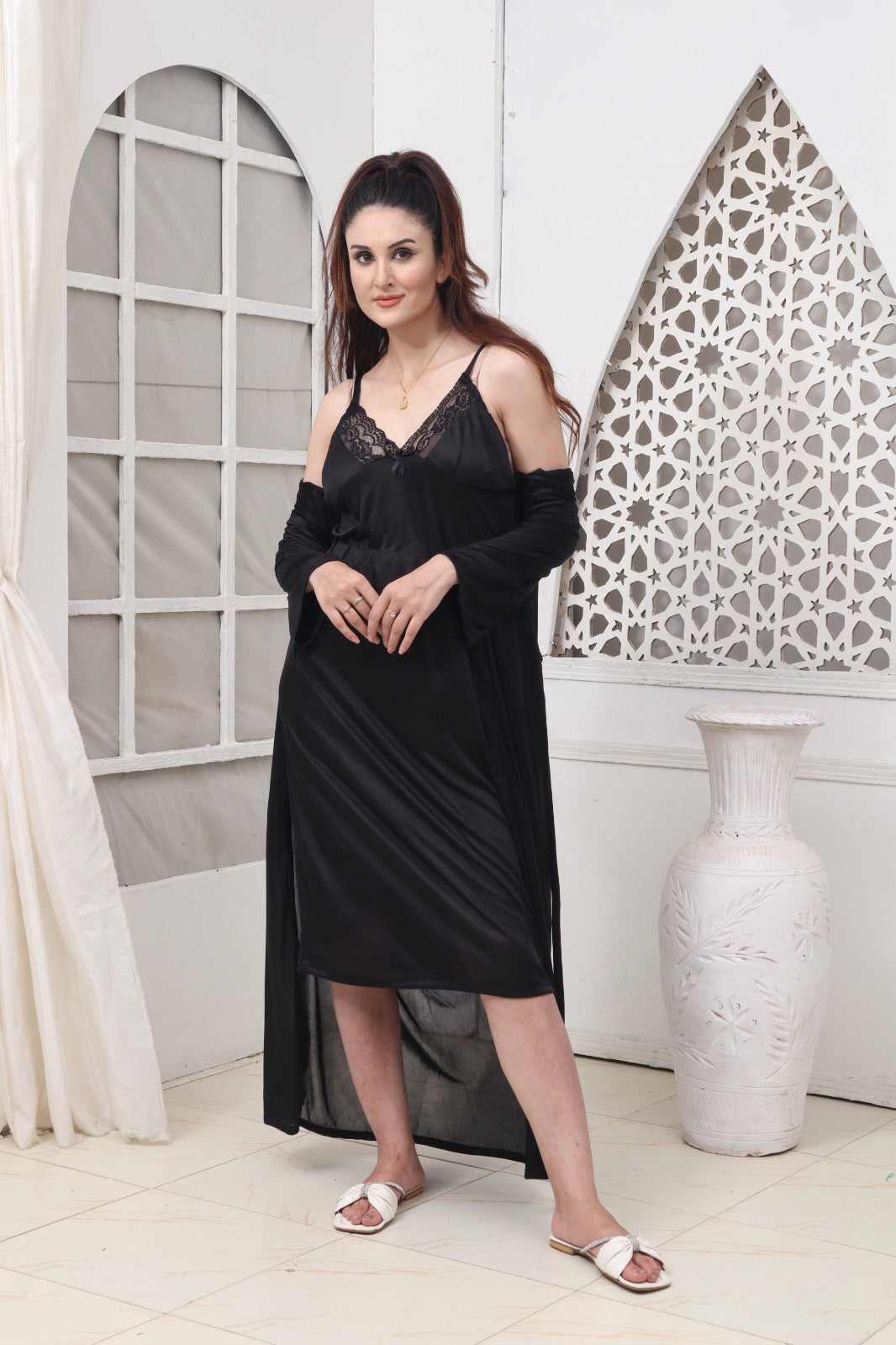 Long black night dress hotsell