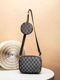 Checkered Coin Crossbody Bag ~ Black