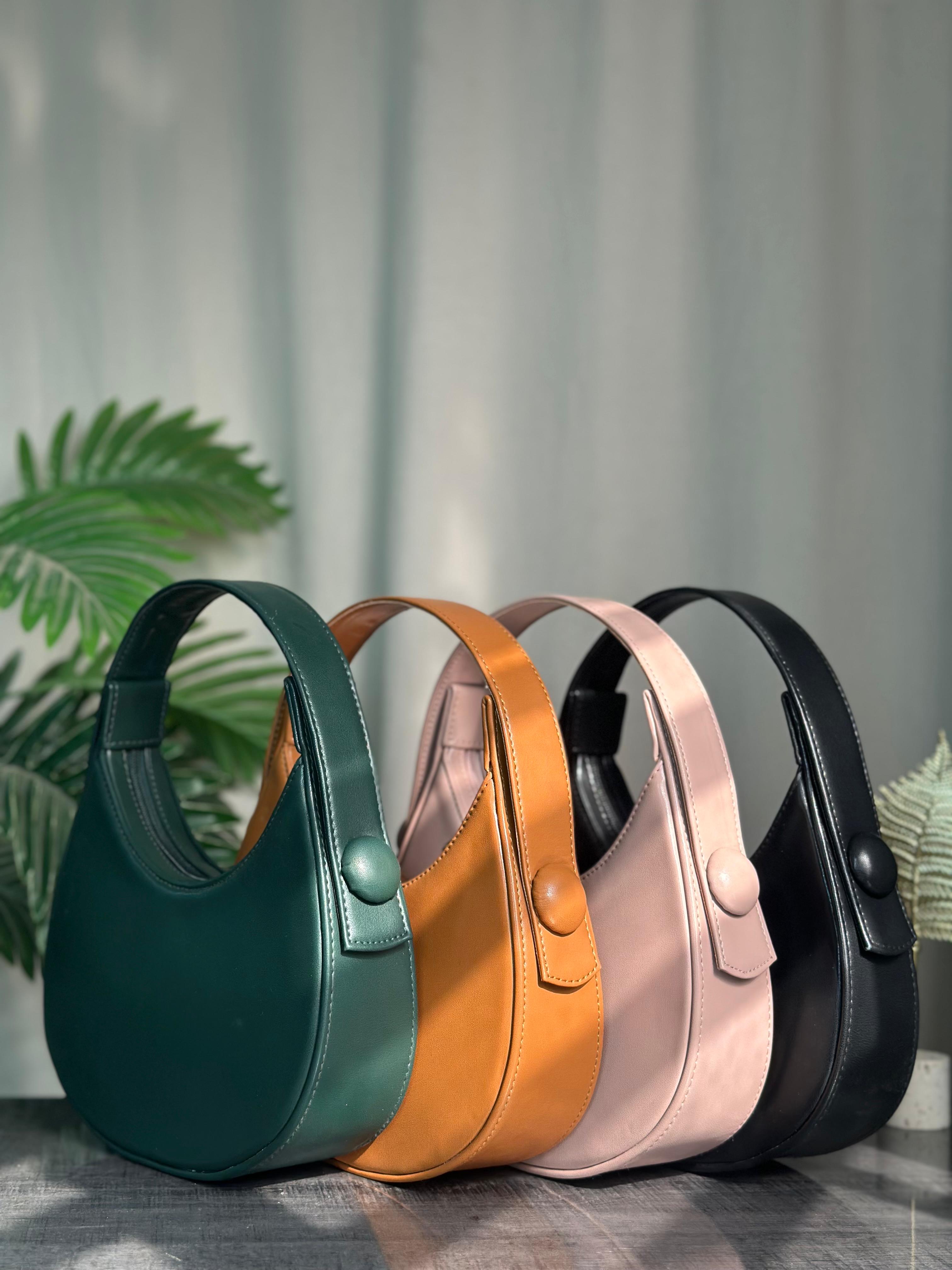 Fineur Plain Hobo HandBag - Mustard