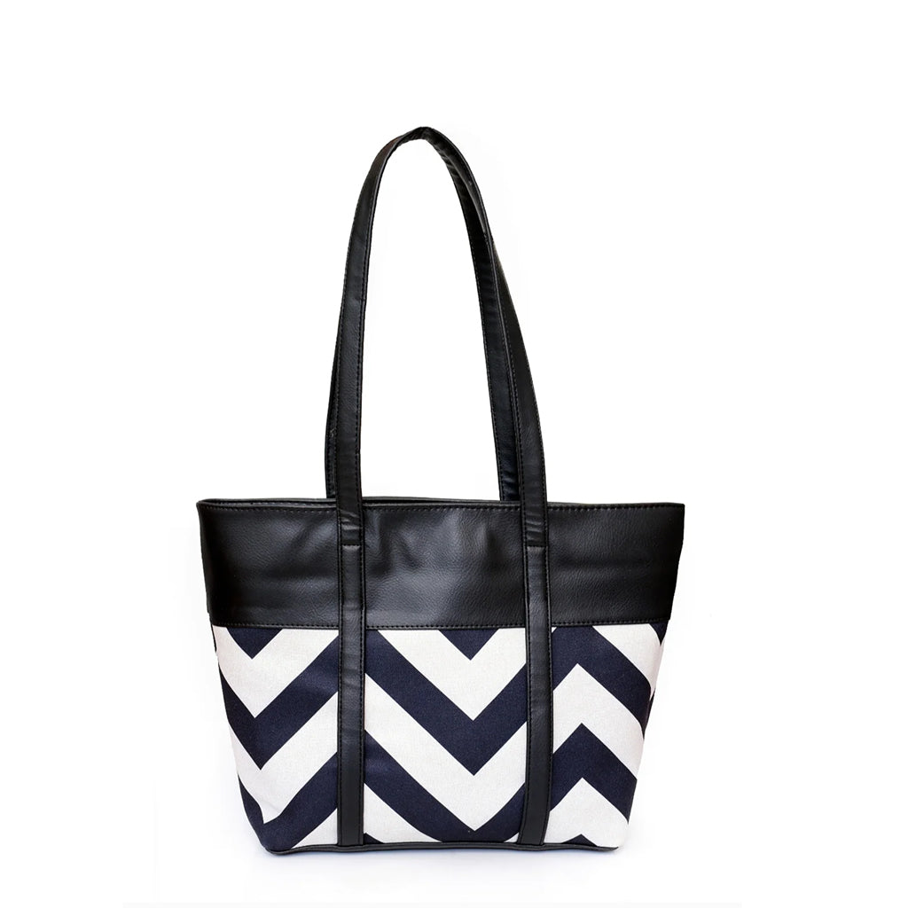 Fineur - ZigWave Shoulder Tote Bag - Black