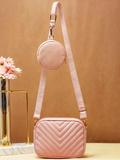 Fineur - Chevron Quilted Square Bag With Coin Purse ~ Pink