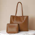 Mustard yellow tote bag with matching zip pouch - Durable daily carry bag for girls