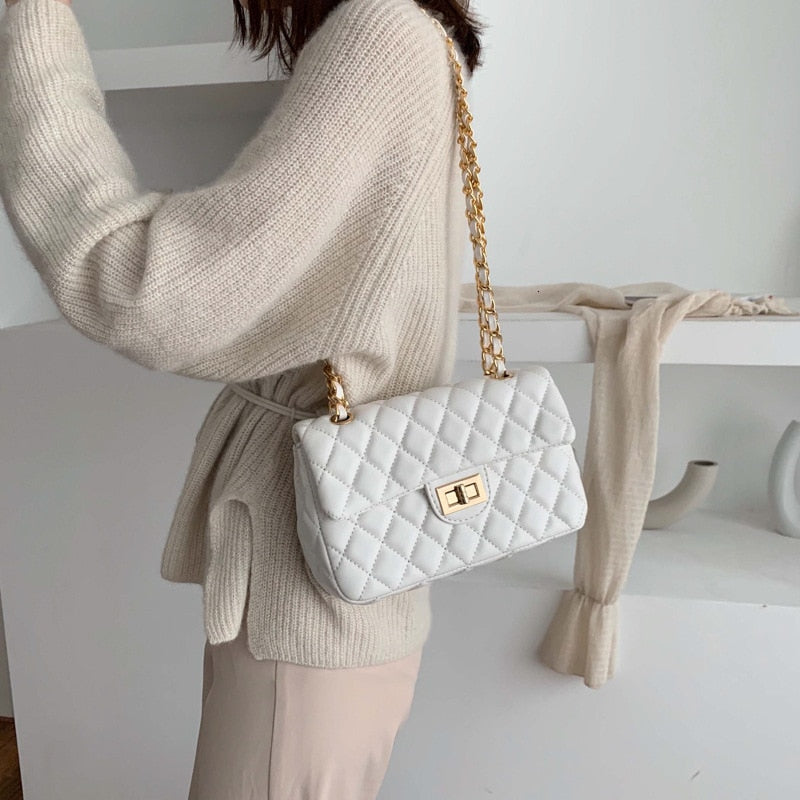 Buy Quilted DockLock Crossbody Bag ~ White in Pakistan