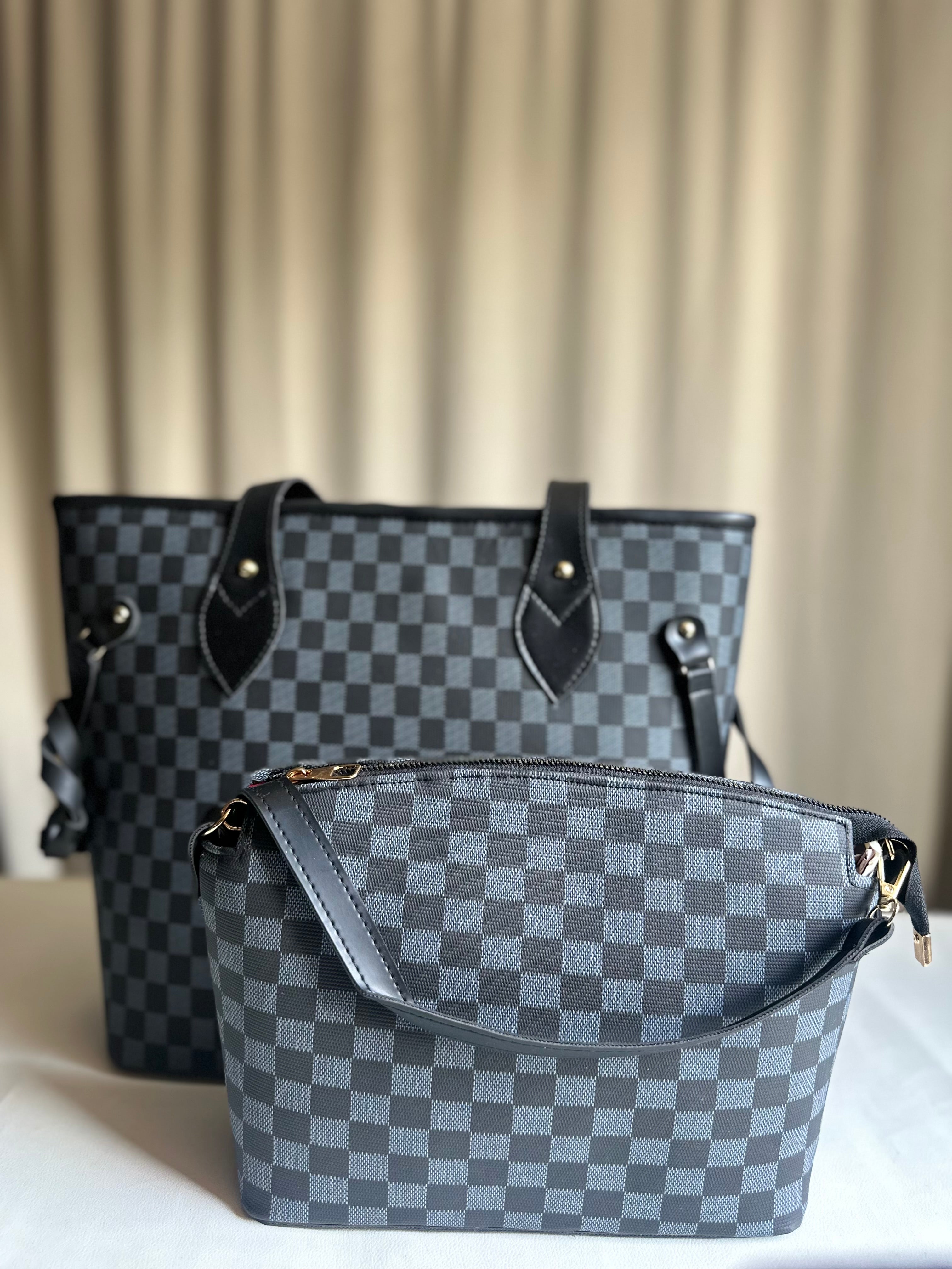 Fineur Duo Tote Checkered - Black