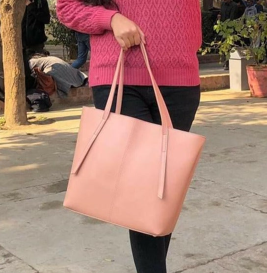 Minimalist Shoulder Tote Bag pink