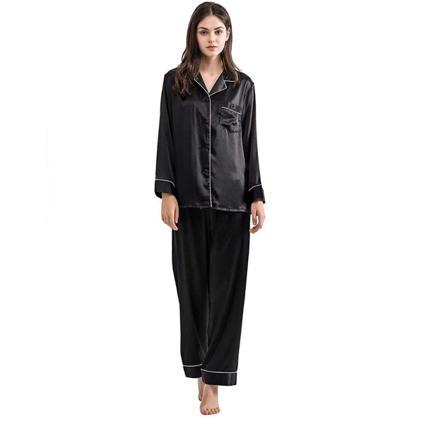 Buy Black Silk PJ Set Online In Pakistan | Nightwear In Fineur