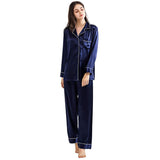 Florea- Silk PJ Set - Navy Blue