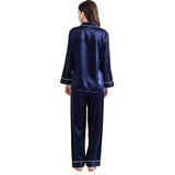 Florea- Silk PJ Set - Navy Blue