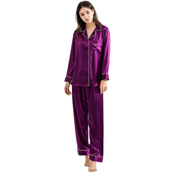 Buy Purple Silk PJ Set Online In Pakistan | Nightwear In Fineur