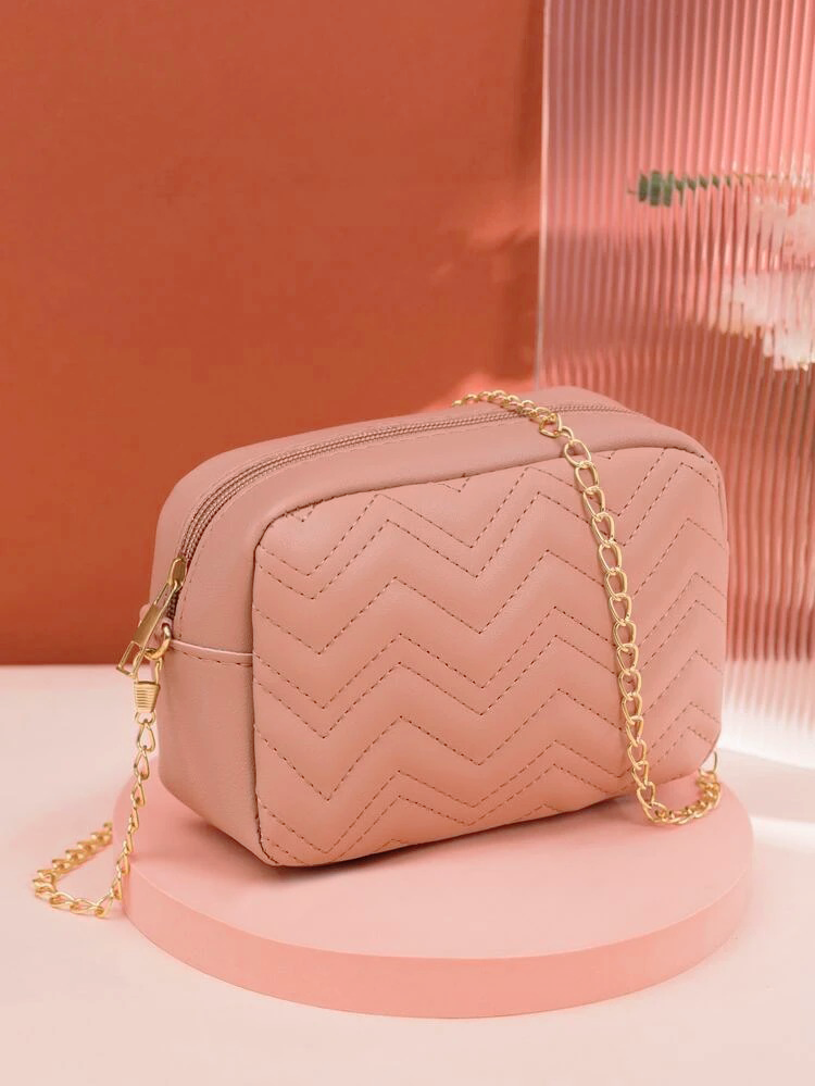 Pink quilted crossbody clearance bag